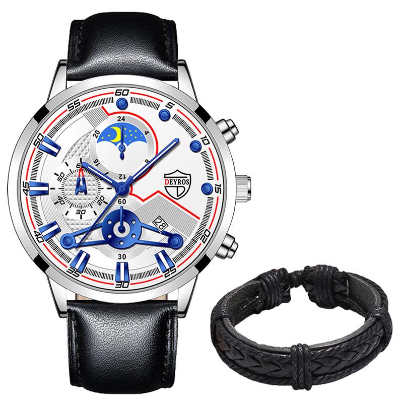 Fashion Mens Watches for Men Business Black Leather Quartz Wristwatch Calendar Male Luxury Casual Sports Bracelet Luminous Clock