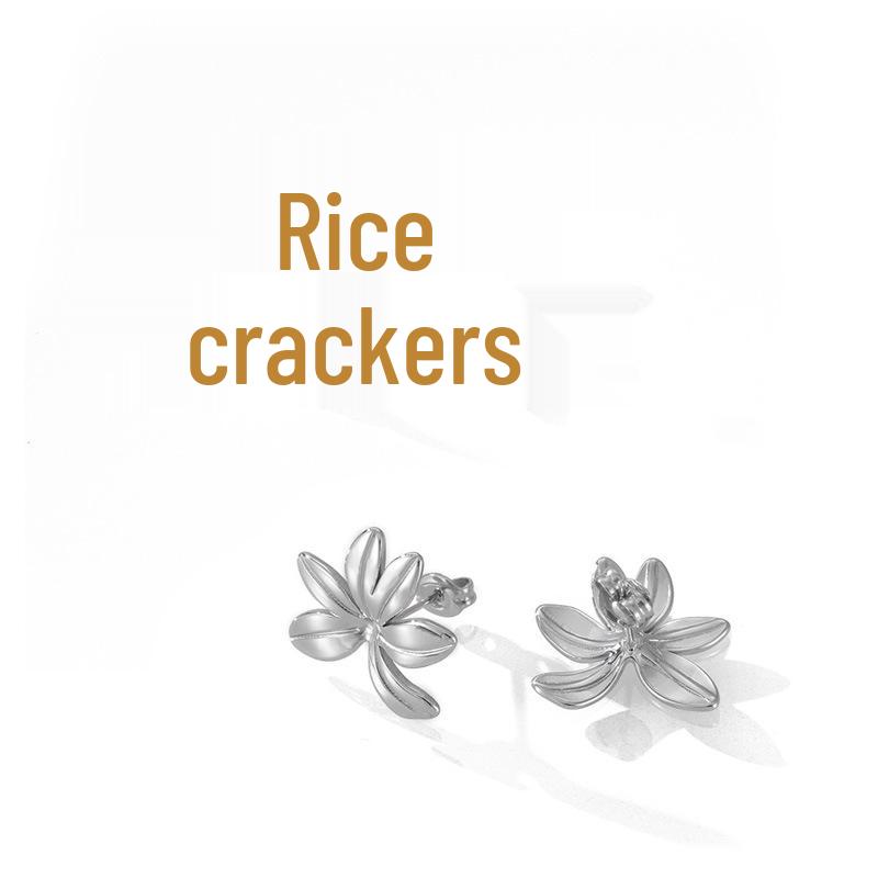 Ohrstecker im Mori-Stil mit geometrischen Blumen aus vergoldetem Titanstahl