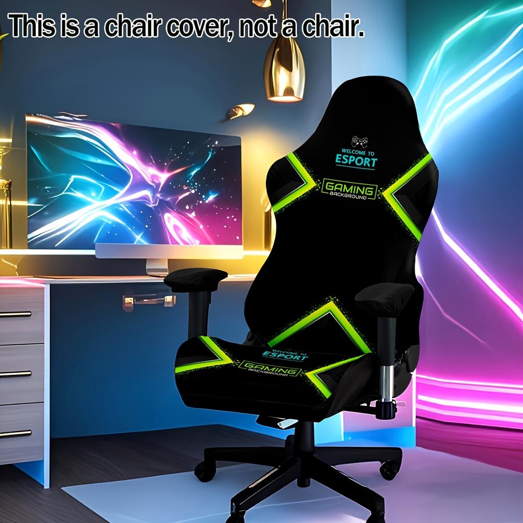 4pcs Set High Elasticity Office and Gaming Chair Cover Set Technology Planet Code Chair Cover Home Office Decoration Washable