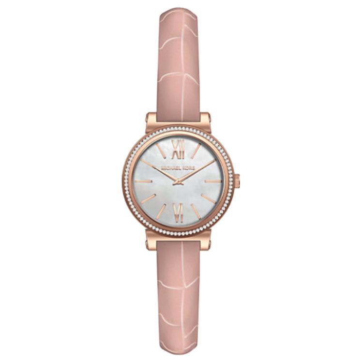 

MICHAEL KORS Sofie Wrist Watch Quartz Movement Leather Strap 26mm White Dial Unisex 50m Water Resistant MK2715 White Dial