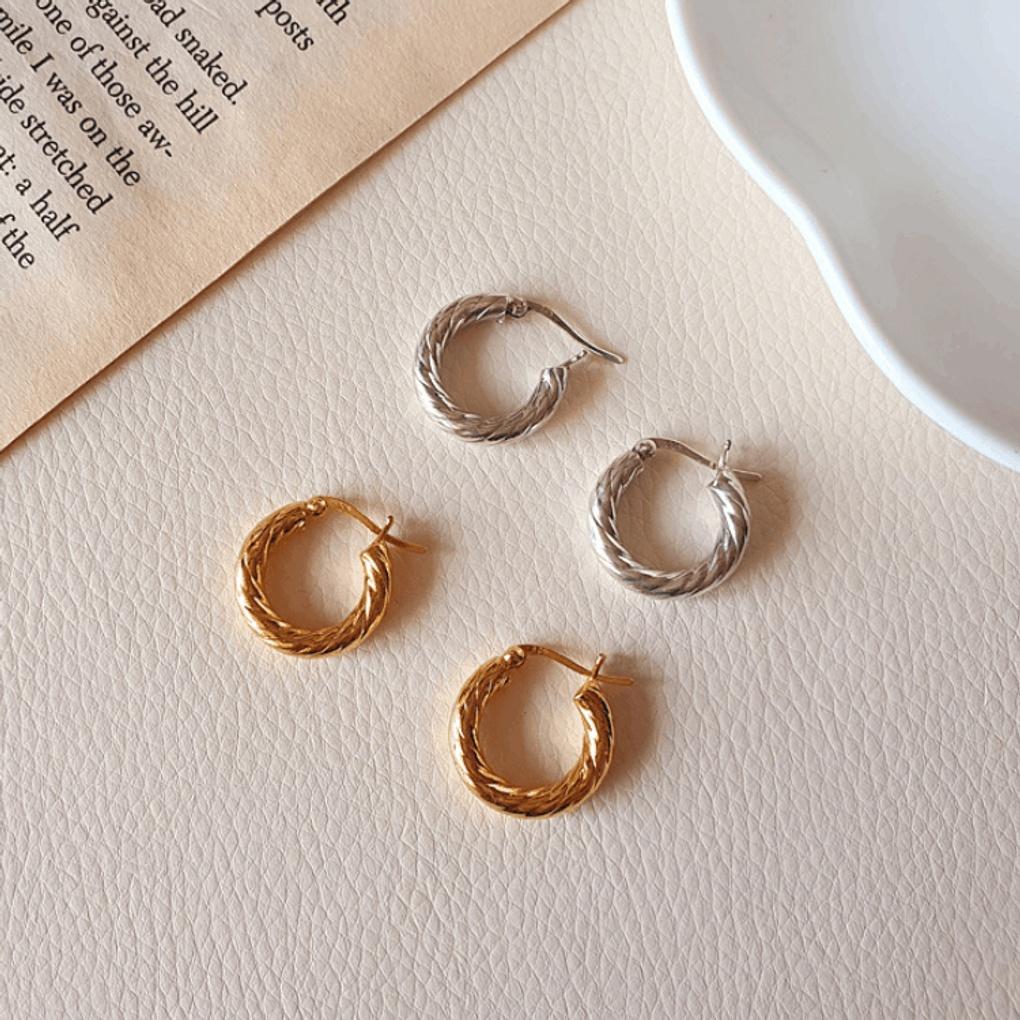 926 Silver Earrings, Daily Chain, 16K Gold Plated, Thick Ring