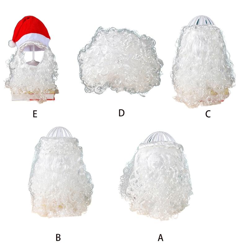 Santa Fake Beard for Facial Hair Funny Santa Beard Old Man Costume for Men Women Disguise Game Xmas Party Halloween Dres