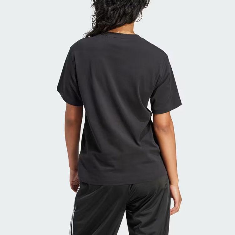Adidas Originals Letter Logo Print Round Neck Short Sleeve Drop Shoulder T-Shirt Women Tops Black IR9533