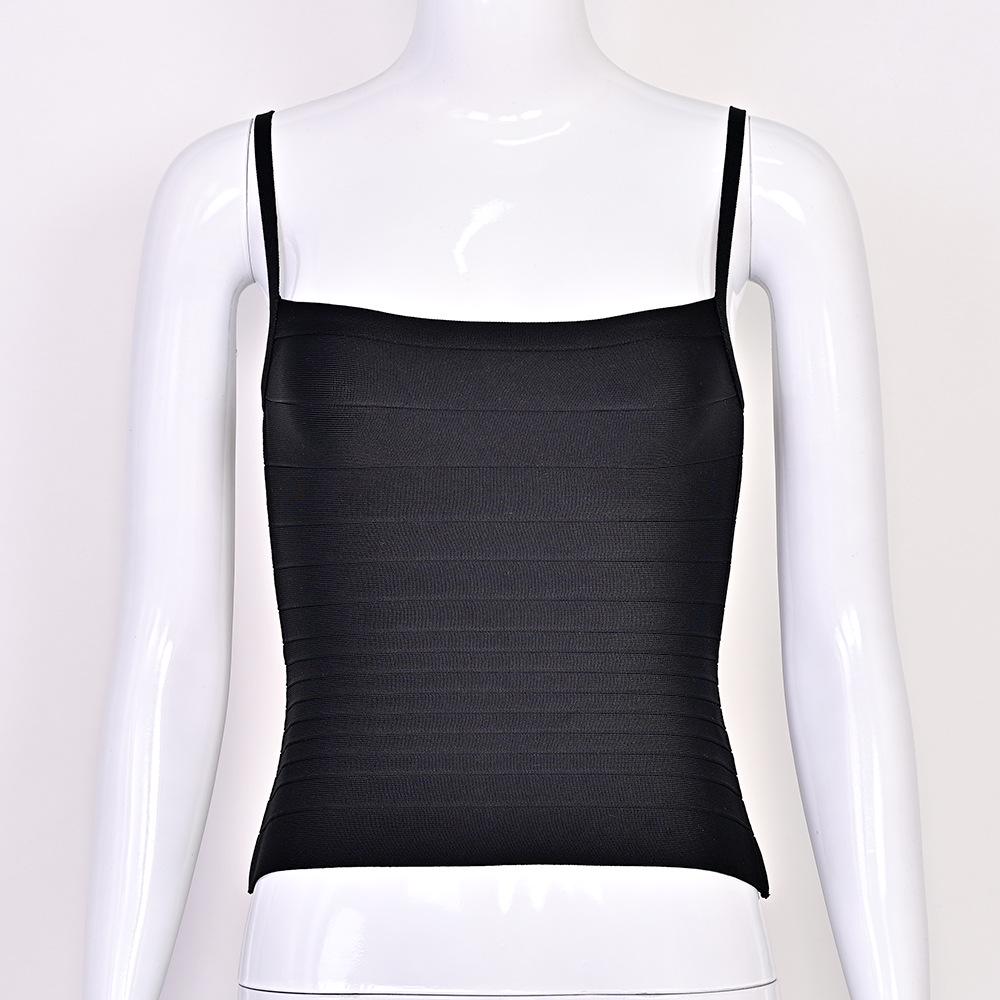 Yi Zhi Lian Women's European & American Strappy Ribbed Bandage Tank Top - Slimming, Sexy, Backless, Stretchy, Versatile Resort Wear