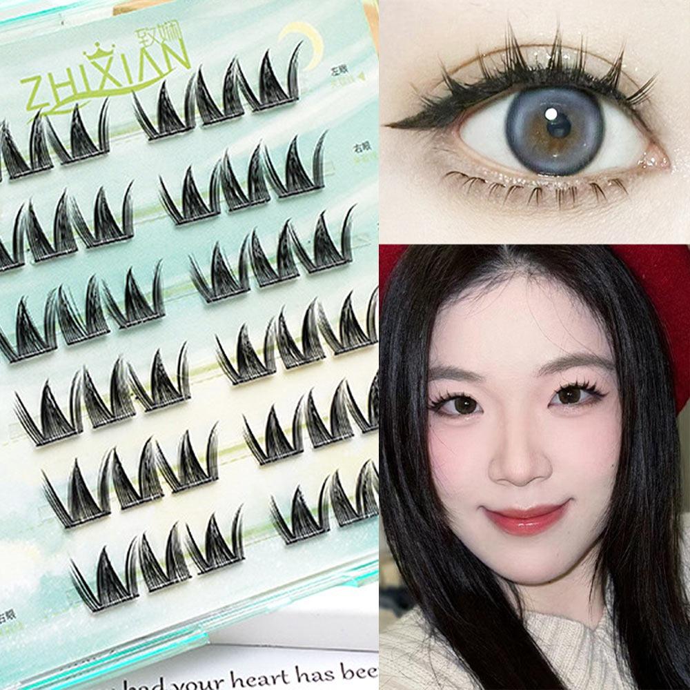 Glue Free Manga Lashes With Jelly Glue Strips 3D False Eyelashes Cat Elf Eyelashes  Party Supplies