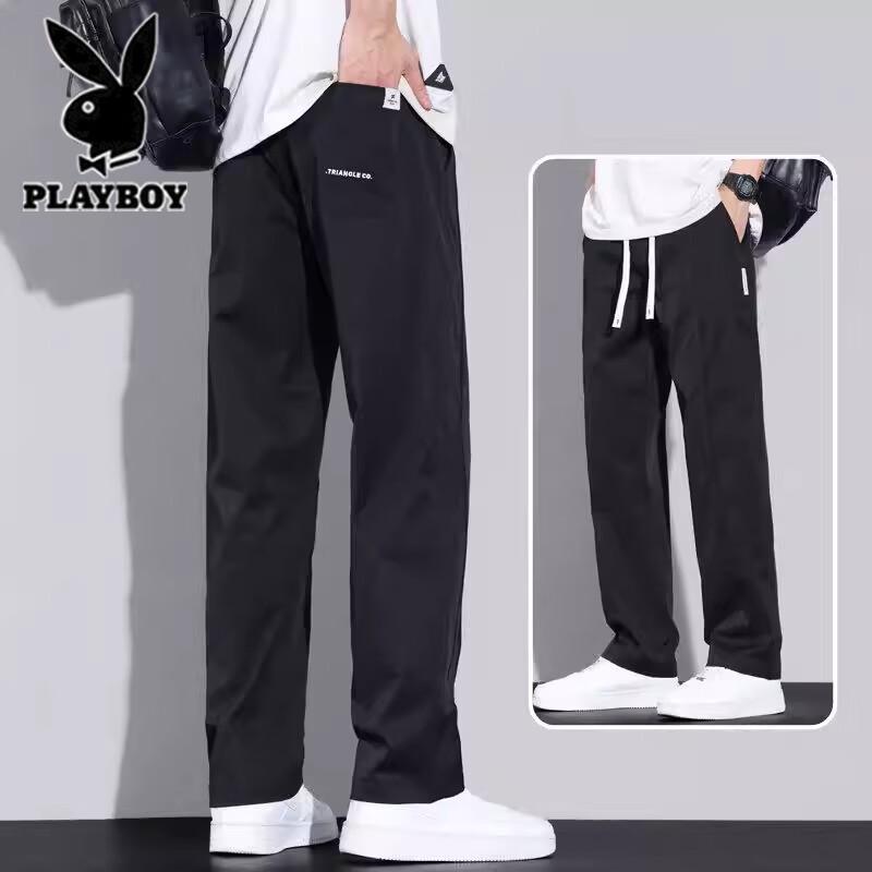 Playboy Men's Summer Ice Silk Loose Straight Pants