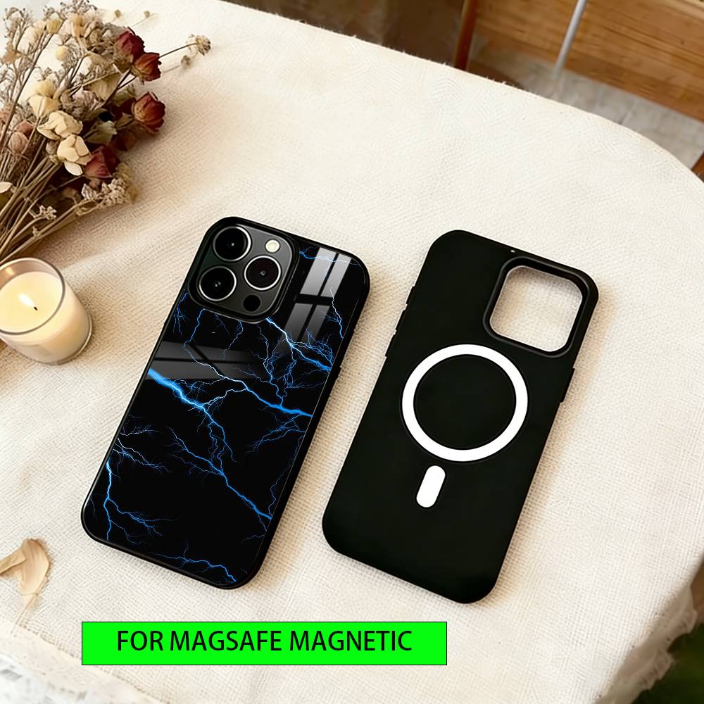 Blitztextur Handyhülle Für iPhone17,16,15,14,13,12,11 Plus,Pro Magnetisch mit Magsafe Kabelloses Laden