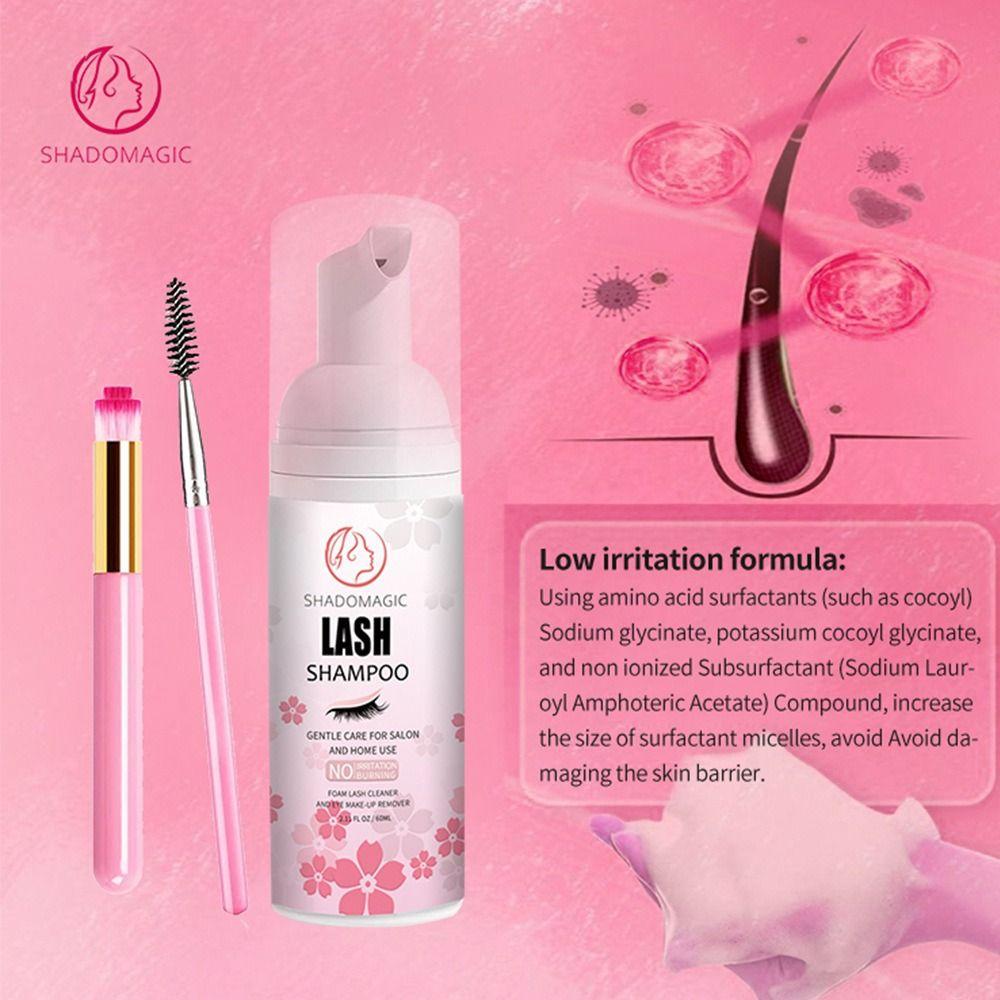 Non-Irritating Eyelash Extension Cleanser Safe Lash Foam Shampoo  for Salon and Home Use