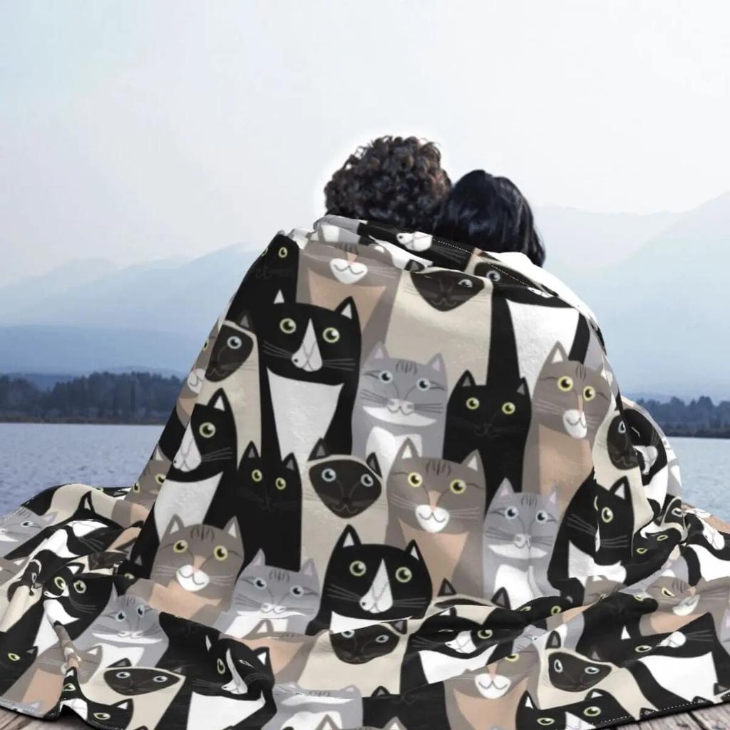 Cat Blankets Flannel Winter Animals Pet Cute Funny Portable Warm Throw Blanket for Bed Travel Bedding Throws