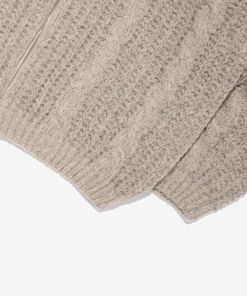 OTHERFITS Cable High-Neck Knit Zip-Up (Beige)