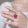 Jewelry Accessories Open-door Rings Lucky Five-star Flower Red Zircon High-end Fashion Style Women