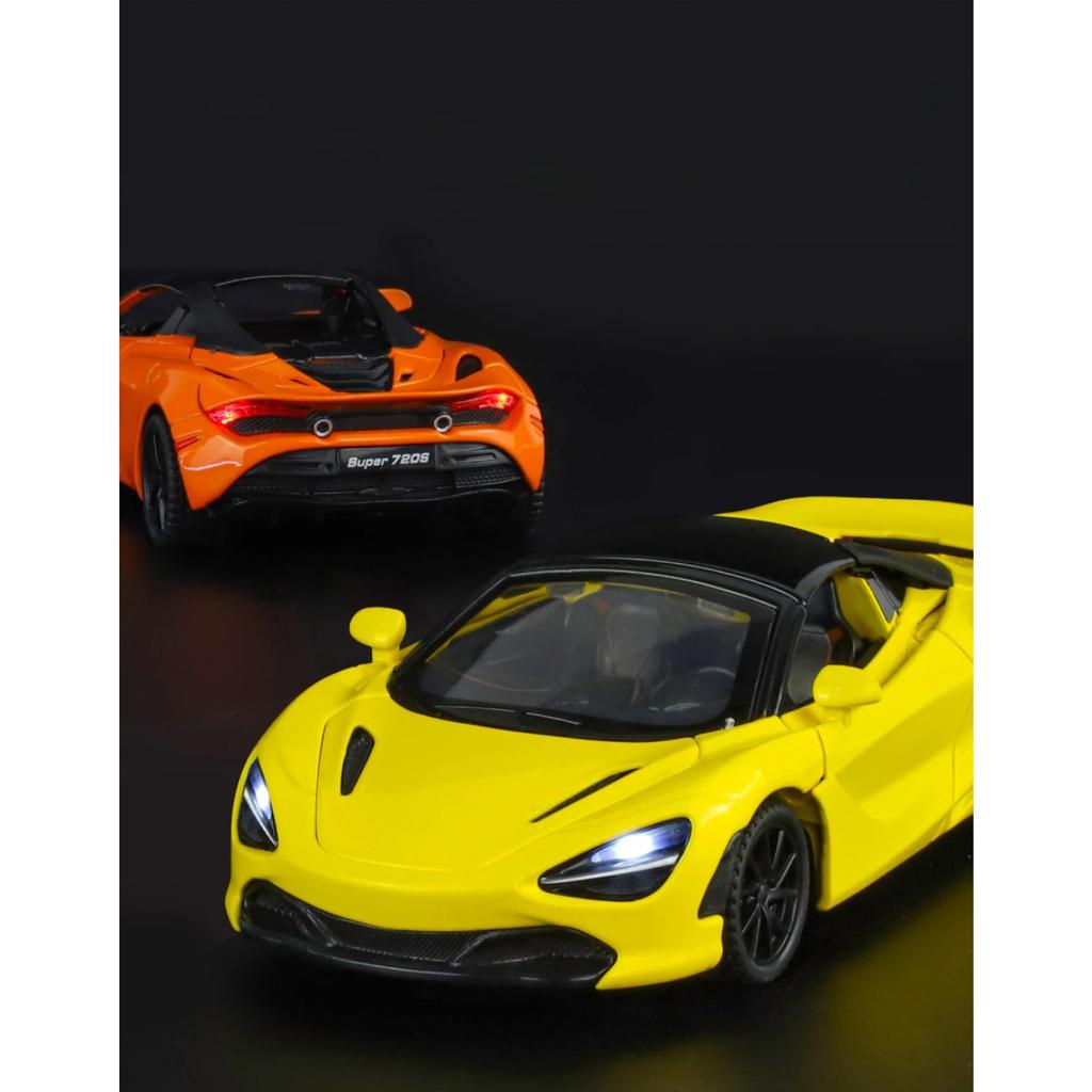 1/32 McLaren 720s Supercar Sports Alloy Diecast Model Car Sound and Light Pull Back Children Toys Cars Birthday Gifts with Kids