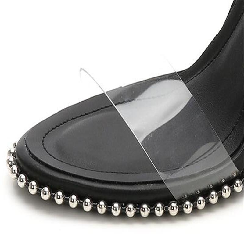 Nuevos Zapatos de Mujer Verano Moda Sandalias de Mujer Sandalias de Plataforma para Mujer Zapatos de Salón Metálicos con Remaches Bodas Mujer Tacones Altos 9cm y 7cm