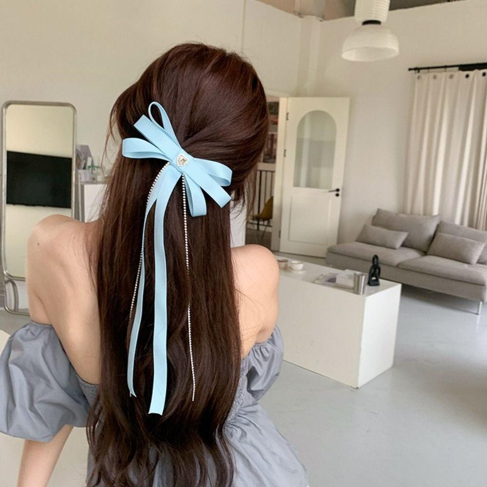 

Cloth Bow Ribbon Hair Clip Bowknot Lolita Headwear Cute Y2k Hair Clip Girl чёрный