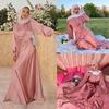 XY011 Pink Ethnic Style Dubai Abaya - Elegant Long Evening Robe for Muslim Women
