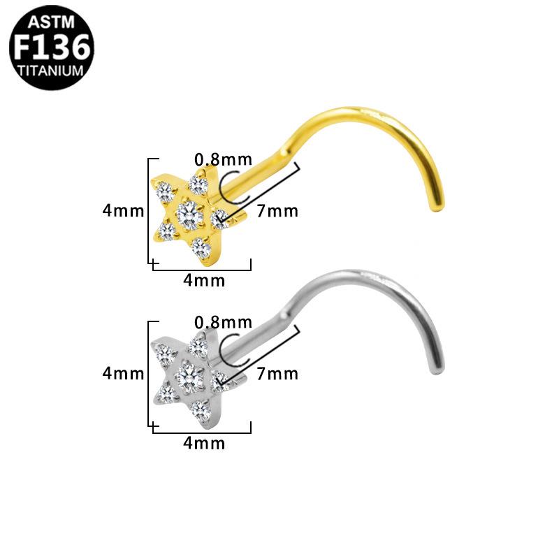 G23 Titanium Alloy S-shaped Star Nose Stud - Stylish & Trendy Piercing Jewelry