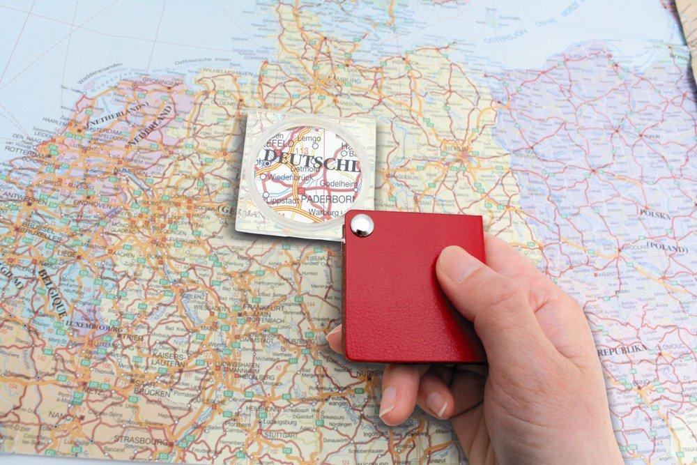 Eschenbach ESCHENBACH Pocket Magnifier, Economical Handy Magnifier, 3.5x Magnification, Made In Germany, Red, 1730-131B