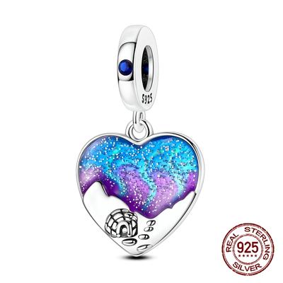 Copper Magical Dreamy Aurora Borealis Winter Igloo Pendants Fits Genuine Charms Bracelet Women DoItYourself Jewellery Gifts