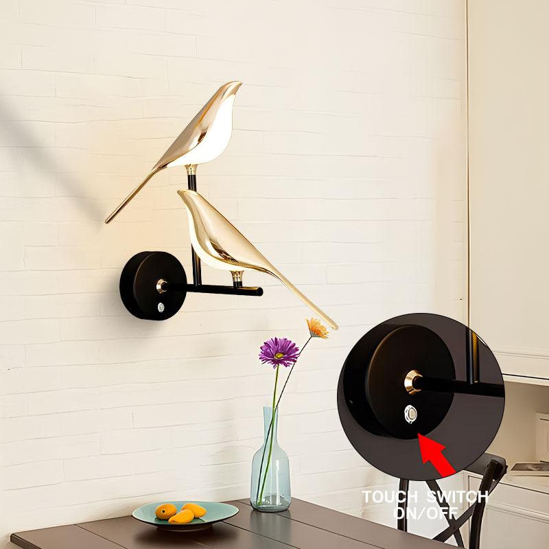 Elster Vogel Wandleuchte Touchschalter EIN/AUS Schlafzimmer Nachttisch Wohnzimmer Leuchte 360° Drehbar Foyer Wandleuchte AC85-265V