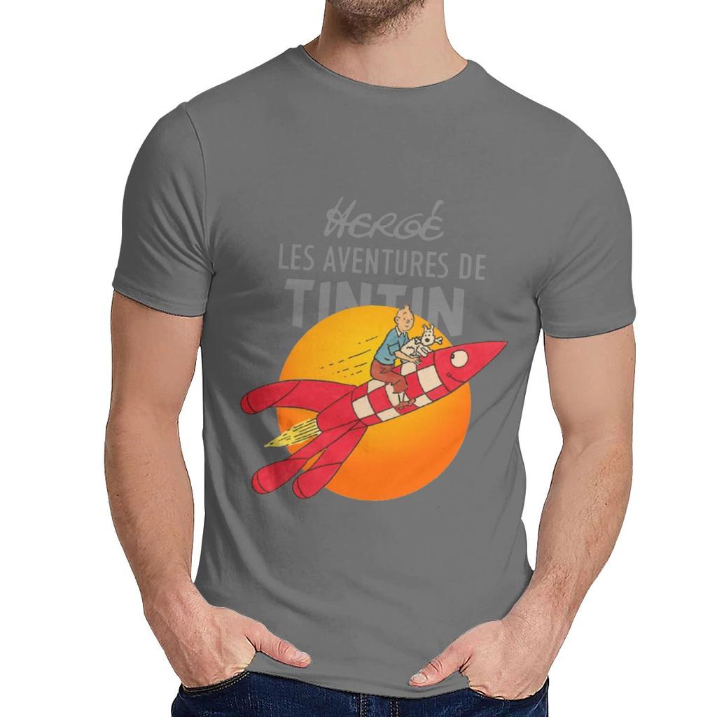 Tintin The Adventures Of Tintin Tee Crewneck Streetwear Male Organic Cotton Plus Size Camiseta