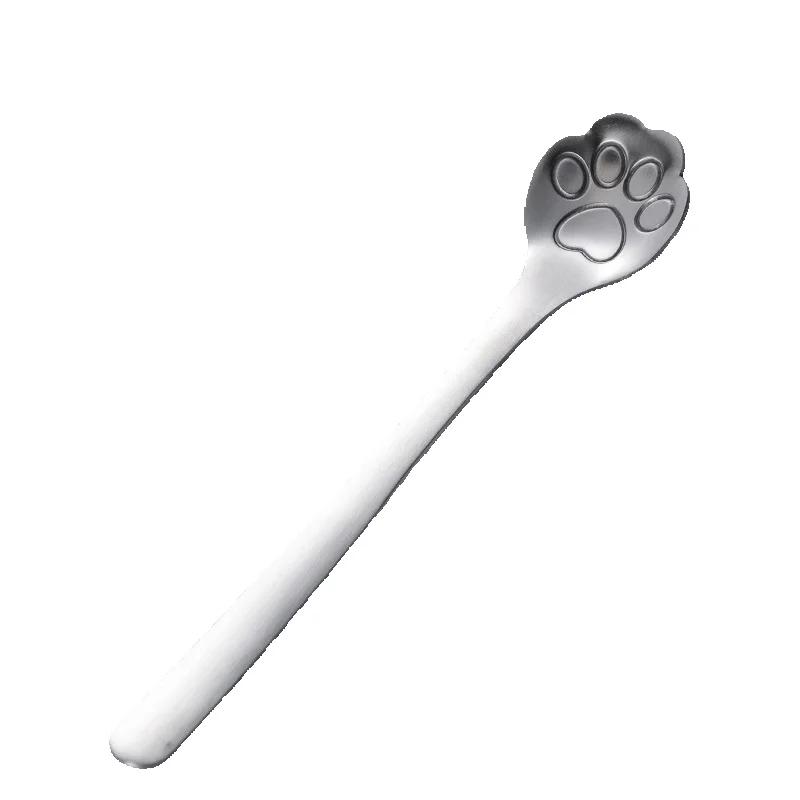 1PC Creative Cute Cat Claw 304 Stainless Steel Spoon Hollow for Ice Cream Coffee Tea Dessert Spoon Kitchen Tableware Accessories