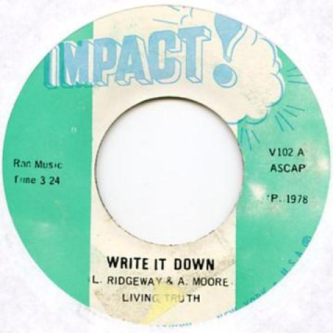 

7inch Record LIVING TRUTH - Write It Down / It Was Written (Ver V102 Impact 1978 US Reggae, Ska & Dub