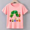 Green Cute Funny Caterpillar Print Tshirts Summer Girls Boys Casual Fashion Tops Kids Crew Neck Short Sleeve Tees