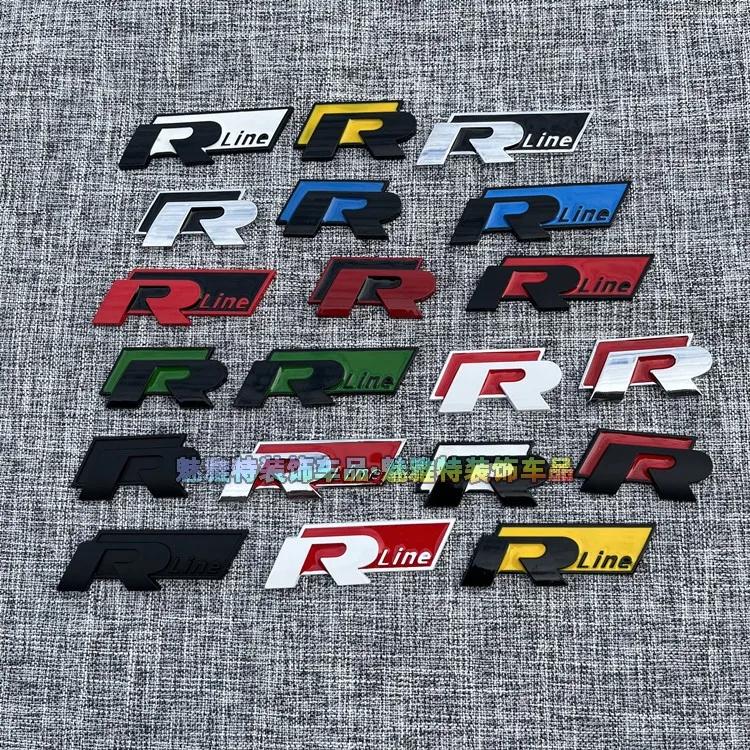 1Pc R Line Metal Car Front Grill Emblem Badge for Jetta Beetle CC Golf Passat Touareg Scirocco Lavida Tiguan Touran Accessories