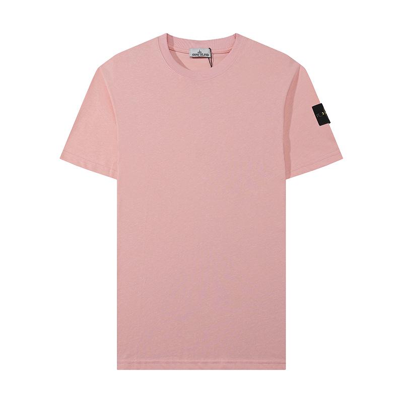 Bavlněné tričko s klasickým kulatým výstřihem v jednobarevném provedení Stone Island s nášivkou