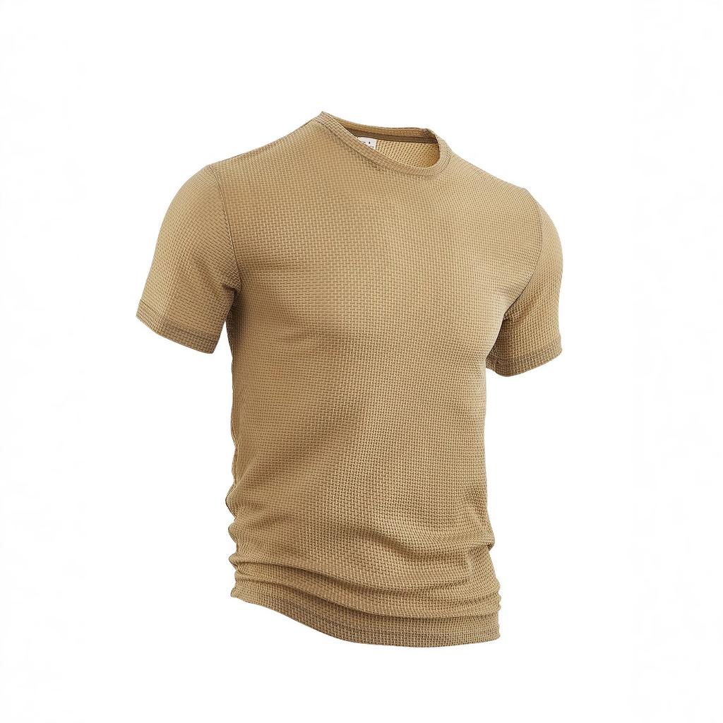 Men's Basic Waffle Knit Tee Short Sleeve Crew Neck Shirt