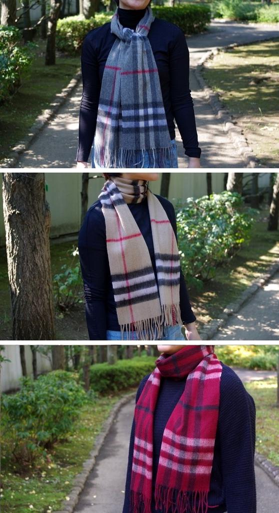 .a all over the world Wool Scarf, Grey Mini Check (Unisex, Fringed)