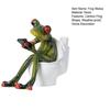Garden Frog Statue Waiter Flower Bouquet Toilet Frog Figurine Sculpture Indoor Outdoor Home Office Desktop Decoration Ornament