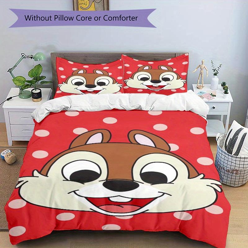 3pcs Chip 'n Dale Theme Bedding Set Includes 1 Quilt Cover and 2 Pillowcases, Comfortable Bedding with Stylish Design for Bedroom.S025