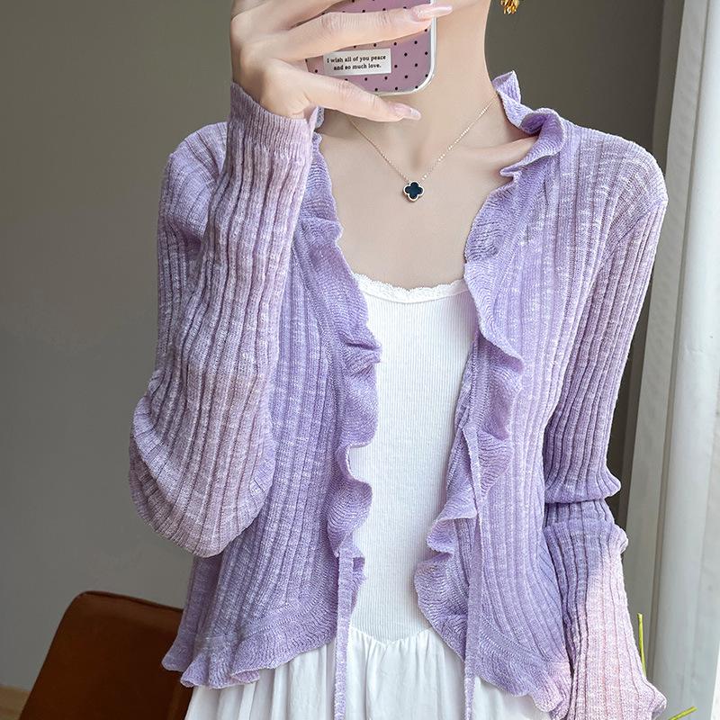 

Женский легкий вязаный кардиган и платье-слинг на 2025 год - Шаль для защиты от солнца на лето XL (130-155) фиолетовый