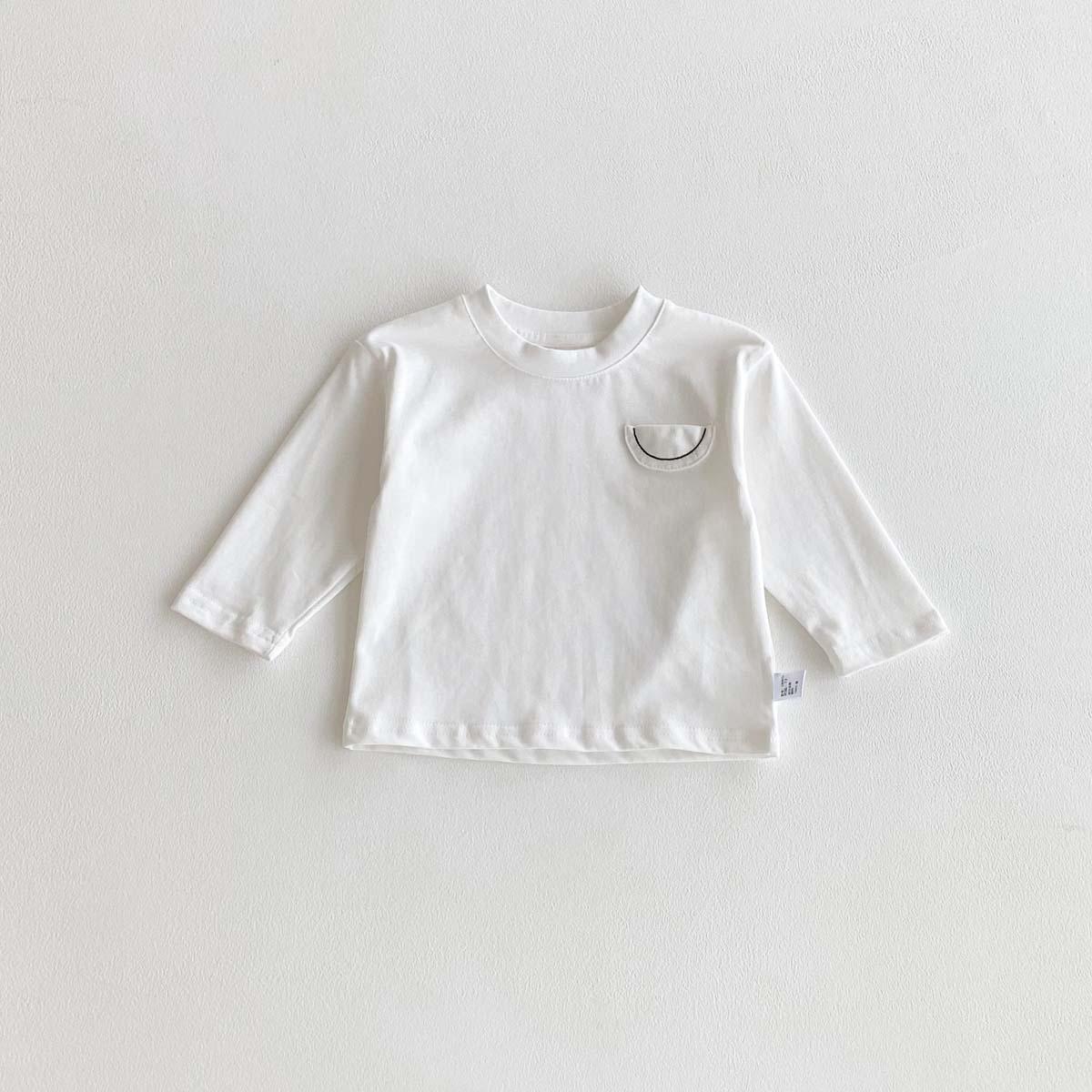 

Autumn Cotton Long Sleeve T-Shirt for Baby Boys & Girls—Solid Color, Round Neck 73 cm белый