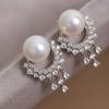Luxurious Exquisite Pearl Earrings For Women Retro Shining   Inlay Full Diamond Tassel Earring Design Wedding Jewelry