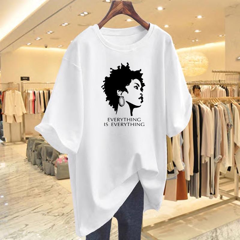 

Women s Summer White Cotton Printed Loose Fit Half-Sleeve T-Shirt Triple Extra Large