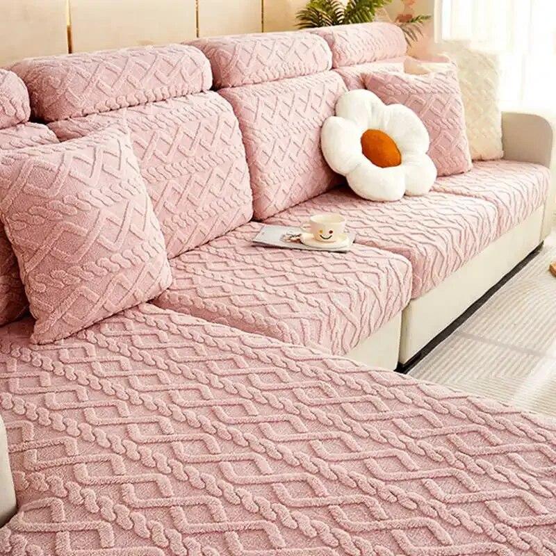 Anti-slip Plush All Inclusive Sofa Mattress Geometric Polar Fleece Couch Slipcover Combination Sofa Covers