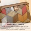 Stylish PU Leather Crossbody Bag Color Block Ethnic Design Adjustable Detachable Strap Zipper Closure Inner Phone Pocket