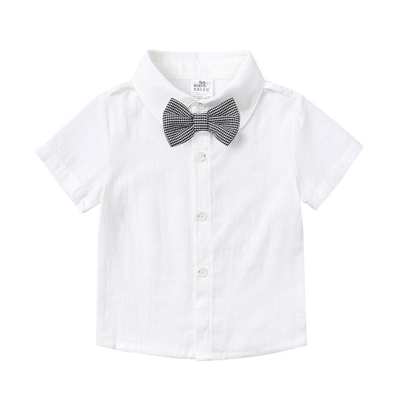 British Gentleman Boys Cotton Summer Short-Sleeve Shirt & Suspender Pants Set