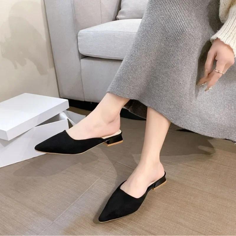 Leopard Mules Shoes for Women Slip On Square Heel Slippers Women 2024 Luxury Designer PU Leather Slides Elegant Office Shoes