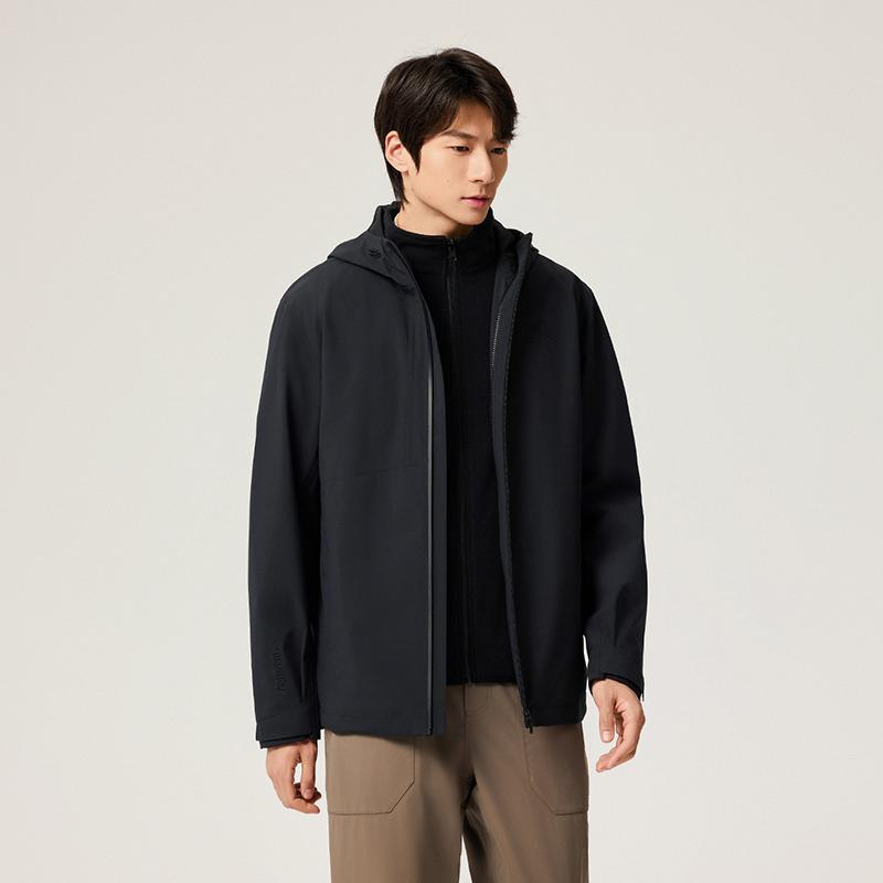 Anta Waterproof And Windproof To Keep Warm Windbreaker Jacket Men's Two Piece Set Basic Black 952546614-4