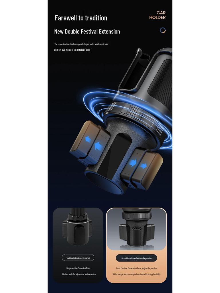 Multi-functional Car Cup and Phone Holder Console