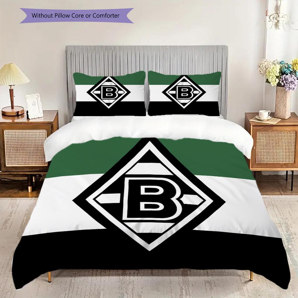 Borussia Muster Bettwäsche Steppdecke Set Bettbezug Kissenbezug Heimdekoration Geburtstagsgeschenk (1 Bettbezug + 2 Kissenbezüge, ohne Füllung)