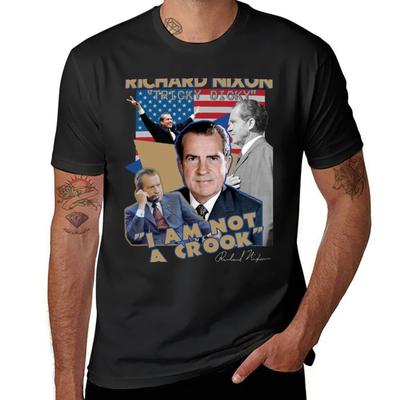 Richard Nixon 37th President Gangsta Rap Band Bootleg T-Shirt Graphics Aesthetic Clothing Quick-drying Funny T Shirts for Men