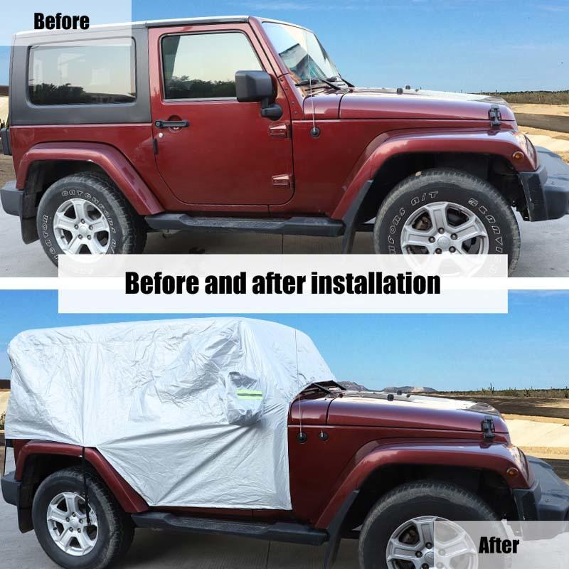 Waterproof All Weather Windshield Sunshade Leather Car Cover Fit for Jeep Wrangler JK JL 2-Door Version Exterior Accessories