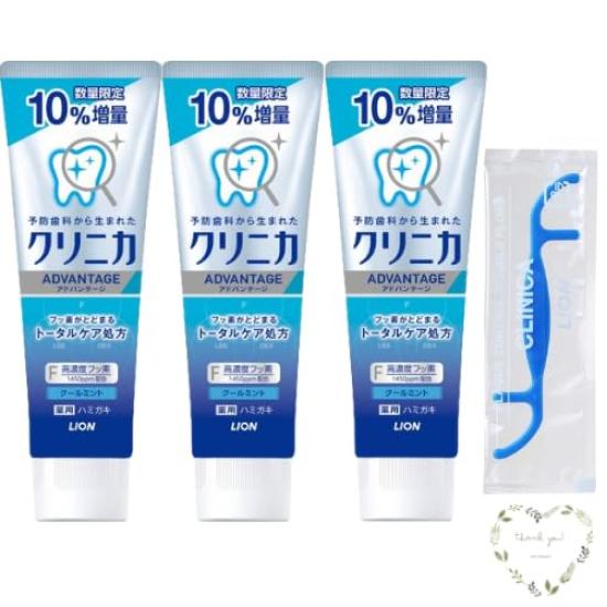 

[Набор из 3 штук] Clinica Advantage [Квазилекарственное средство] Зубная паста Охлаждающая мята Зубная паста Фторид 10% Экстра 143 г x 3 с зубной нитью