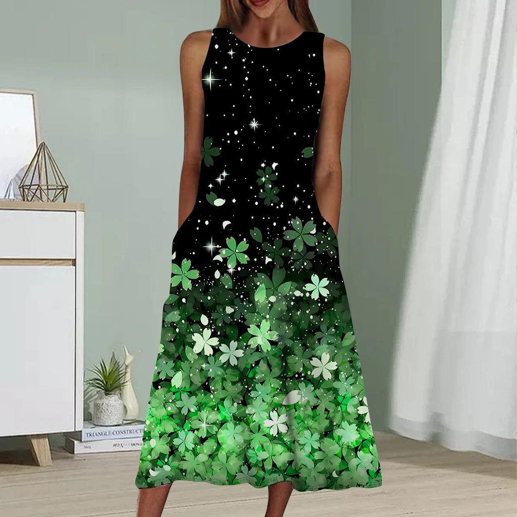 

Летнее модное сексуальное платье без рукавов, мягкое повседневное платье с принтом падающих цветов 3D, платье без рукавов на бретельках 5XL