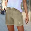 Women's Solid Color Jeans Stretch Slim Fit Distressed Denim Shorts