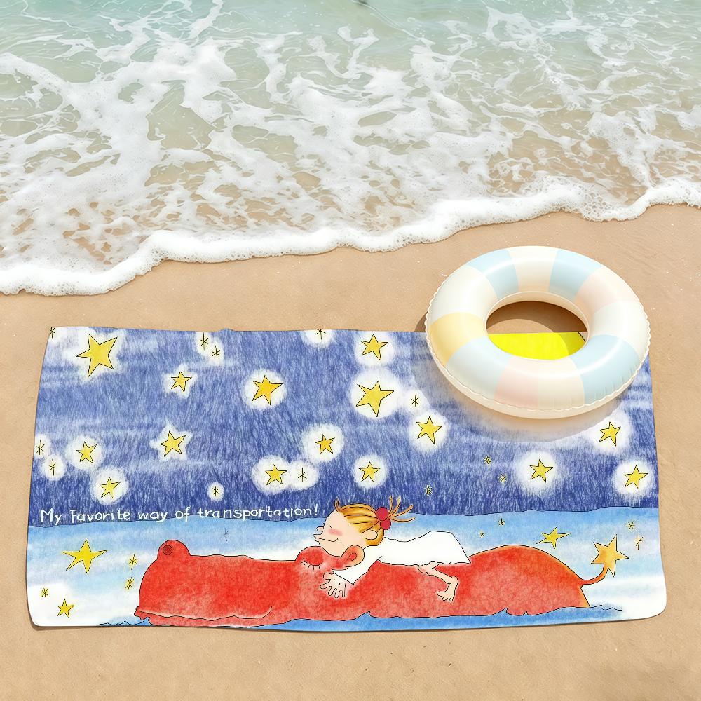 Cartoon C-coco and W-Wondrous Towel Drying Bath Towel Applicable To Light Swimming Camping Yoga Beach Out
